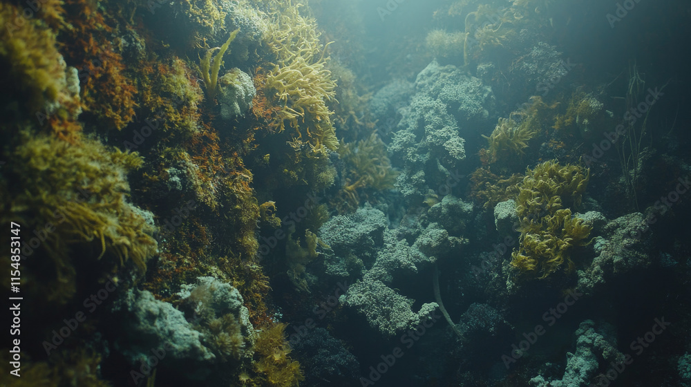 Underwater Moss Wall, Lichen, Algae, Seabed, Texture Underwater Moss Wall, Lichen, Algae, Seabed, Texture
