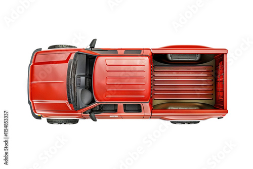 A Pickup Truck Top View 3D Mockup on Transparent Background