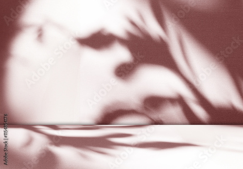 Wallpaper Mural Beige background studio room abstract shadow on wall floor blur cement, podium minimal cosmetic presentation, cement empty backdrop platform stage table loft scene mockup podium plant texture. Torontodigital.ca