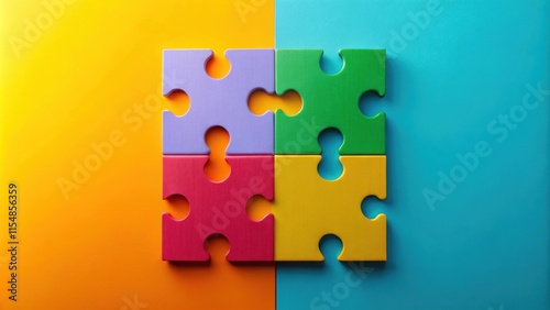 Colorful Puzzle Pieces Interlocking on a Vivid Background