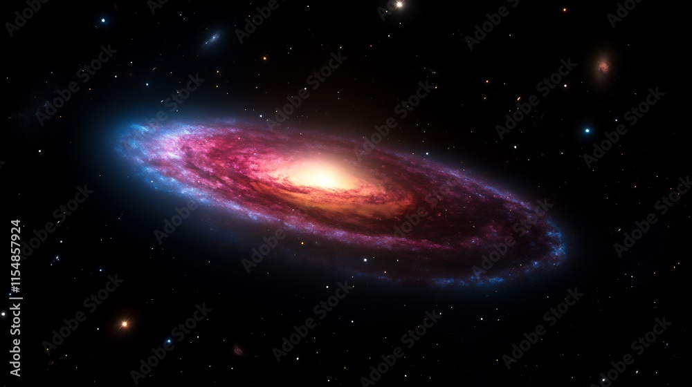 Naklejka premium Spiral Galaxy NGC 4565: Cosmic Pinwheel in the Night Sky