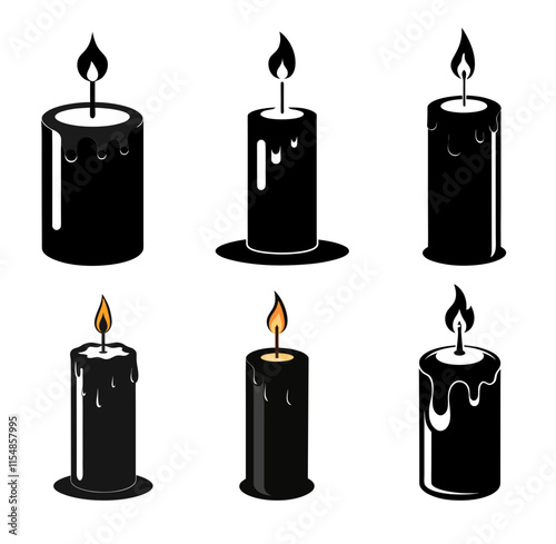  black candle with dripping art illustration