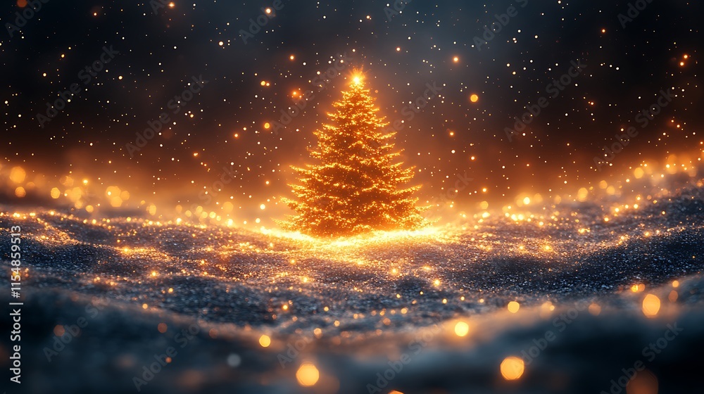 Naklejka premium Radiant winter tree glowing snow high resolution hd background