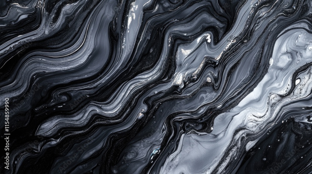 Obraz premium Black and White Marble Surface Close Up