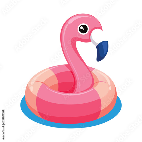 Beautiful flamingo inflatable pool ring vector art illustrator.