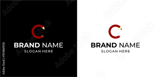 Creative Logo Letter C with Pencil Shape, Illustration, Design Inspiration, Vector, Icon