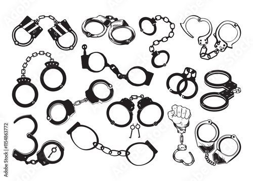 Handcuff vector, Handcuff clipart, Handcuff silhouette.