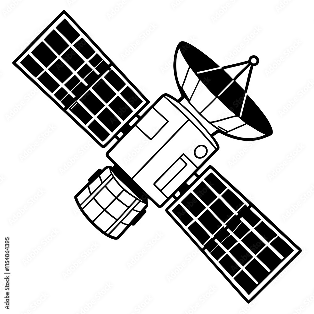 Black and White Spacecraft Graphic for Orbital and Science Designs