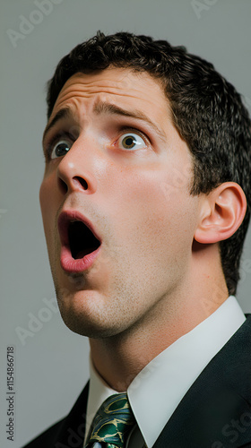 Astonished Man in Suit,  A Close-Up Portrait of Shock and Surprise