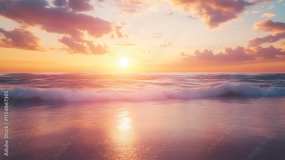 Obraz premium Summer closeup sunset sea sky landscape. Colorful