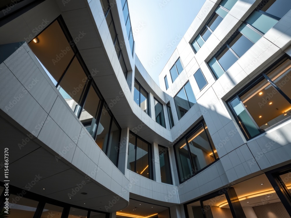 Obraz premium Modern Architecture Luxury Building Exterior Courtyard Design
