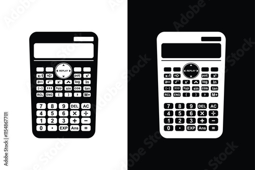 Calculator Silhouette Vector Icons Sleek Designs with White Background.