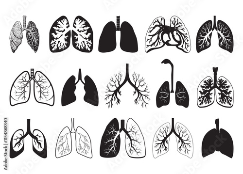 Lung vector, Lung clipart, Lung silhouette.