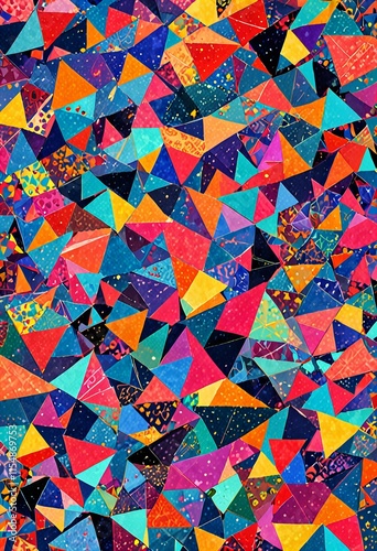 Fabric background with abstract mosaic and geometric shapes.