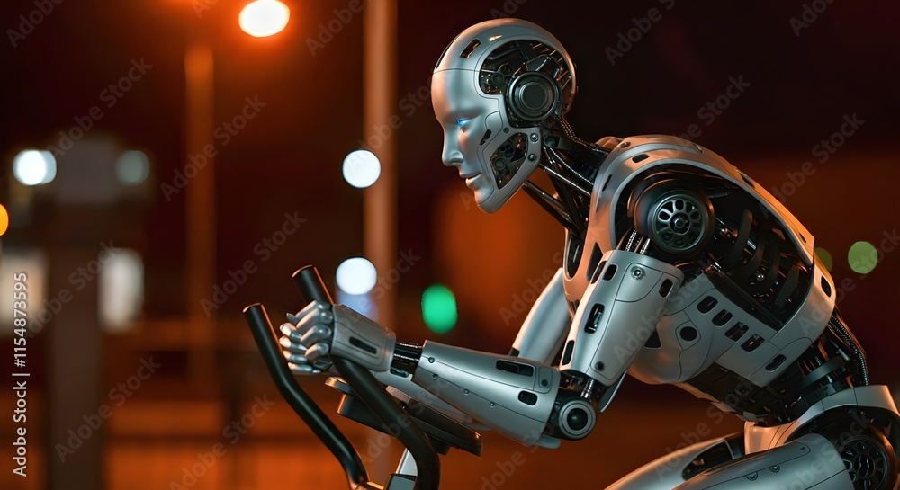 Fototapeta premium technology, fitness, and futuristic design, ideal for concepts like AI-powered health, robotics in fitness, or modern tech integration.
