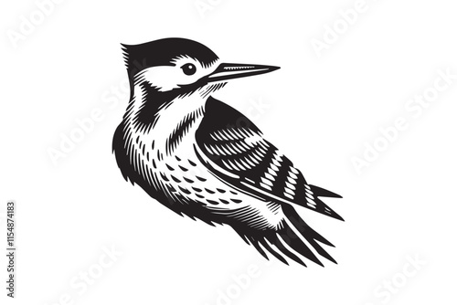 simple black an white woodpecker vector silhouette isolated on a white background