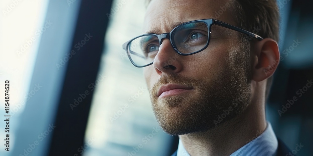 Fototapeta premium Businessman gazing out the window