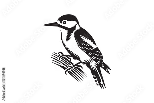 simple black an white woodpecker vector silhouette isolated on a white background photo