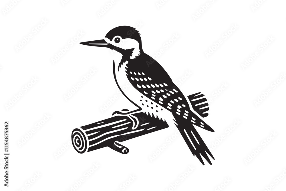 Obraz premium simple black an white woodpecker vector silhouette isolated on a white background