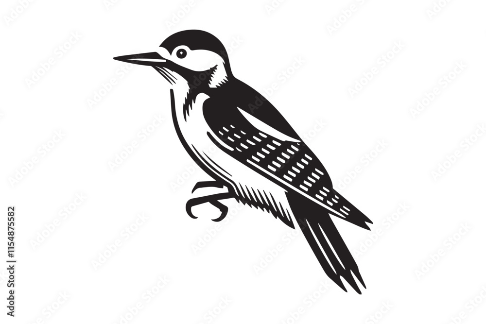 Obraz premium simple black an white woodpecker vector silhouette isolated on a white background
