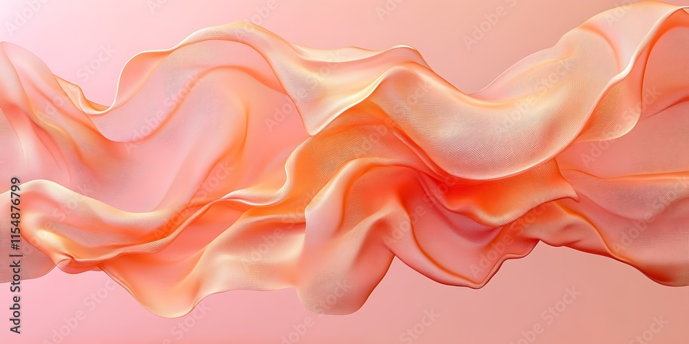 Obraz premium Abstract peach-colored fabric flowing gracefully.