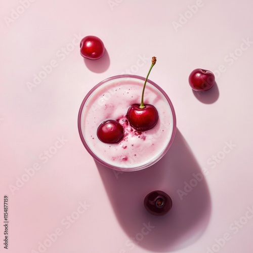 Wallpaper Mural Delicious cherry smoothie in a glass. Featuring fresh cherries and yogurt Torontodigital.ca