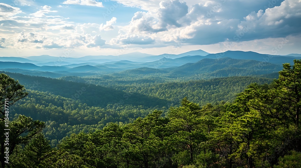 Majestic Mountain Range Landscape. Scenic View of Appalachian Mountains. Majestic Mountain Range Landscape. Scenic View of Appalachian Mountains.