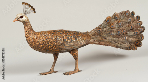 Bronze Peacock Figurine:  A...