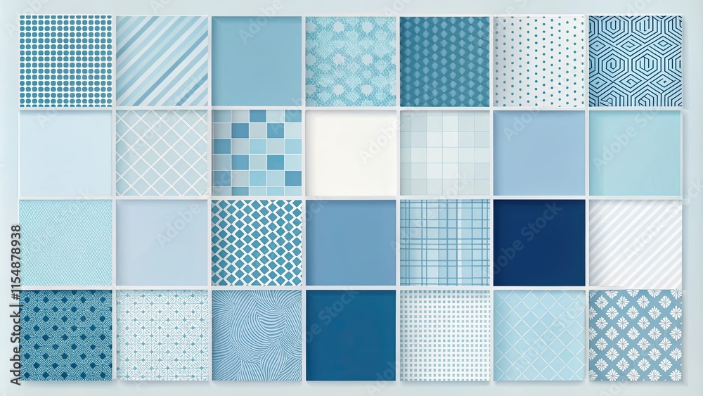 Collection of Serenity Blue Geometric Patterns and Textures for Design Projects Collection of Serenity Blue Geometric Patterns and Textures for Design Projects