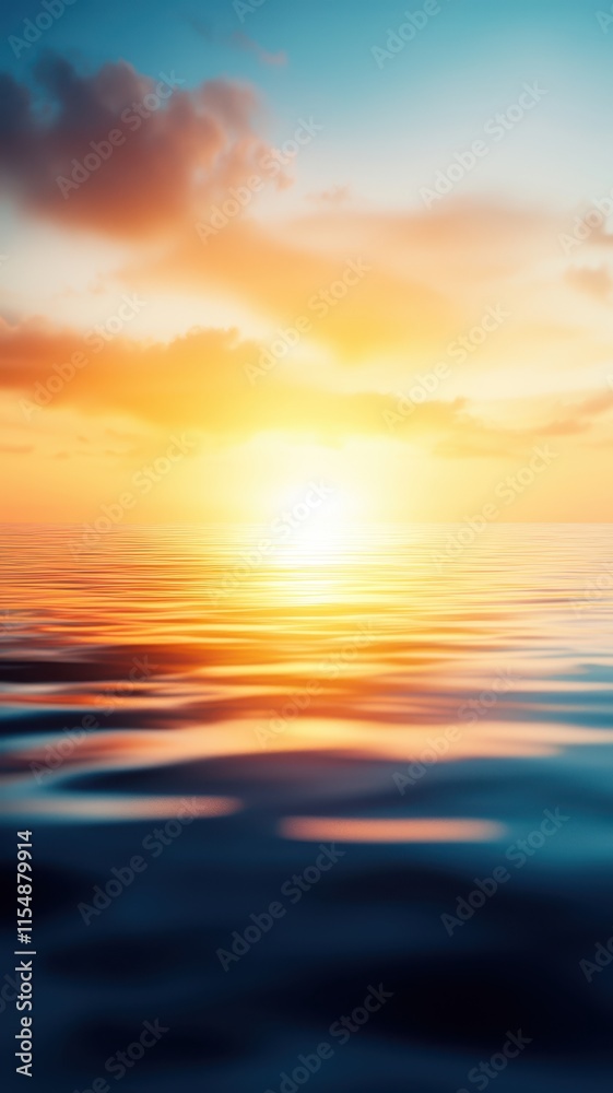 Fototapeta premium A serene sunset reflecting on calm waters, creating a beautiful blend of warm colors and soft ripples.