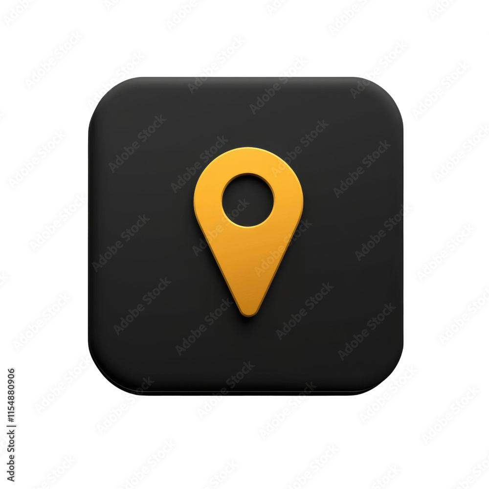 yellow location pin icon on black square background, representing navigation or mapping applications. design is simple and modern, suitable for digital interfaces yellow location pin icon on black square background, representing navigation or mapping applications. design is simple and modern, suitable for digital interfaces