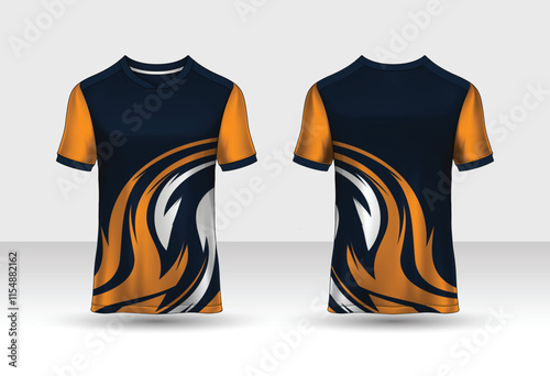 T-shirt sport vector design template,  Men football club uniform mockup, front and back view For all team logos, squad names, match events, and tournament branding.  
