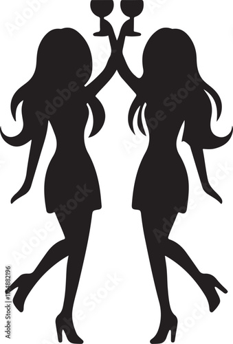 Girls Icon Silhouette Vector In White Background 