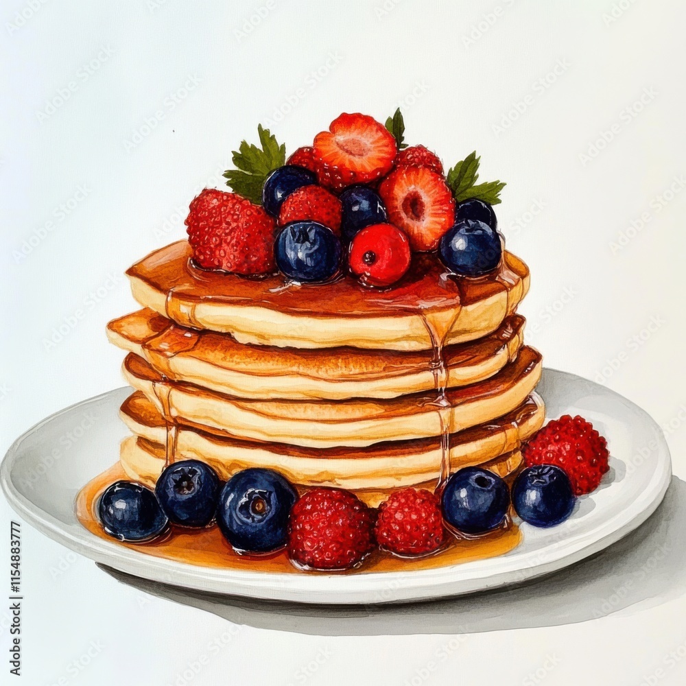 custom made wallpaper toronto digitalFluffy pancakes topped with fresh berries. Featuring a golden brown color and sweet syrup