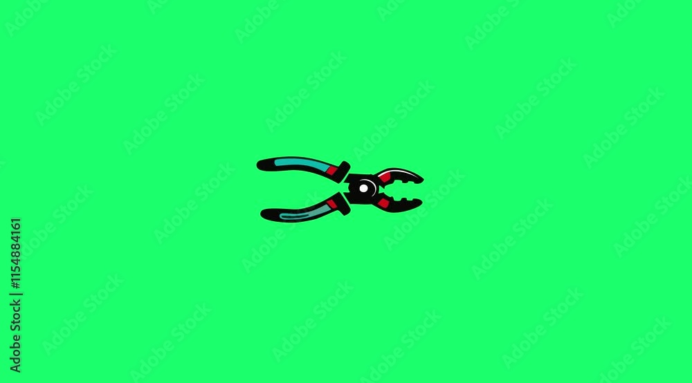 Plier icon animation with green screen. Plier icon animation with green screen.