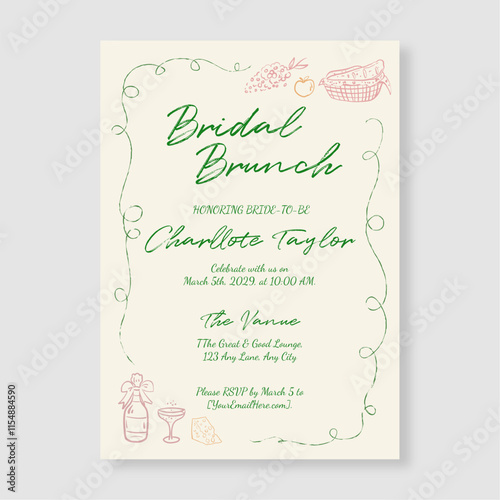 Whimsical Bridal Brunch Template Elegant Simple Style Ideal for Celebratory Occasions.
