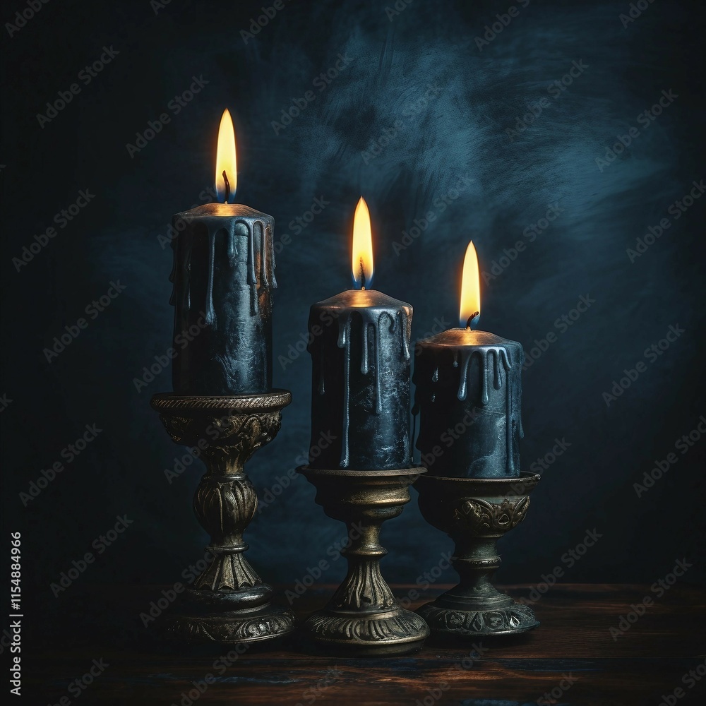 Fototapeta premium Mysterious Candles on a Dark Background