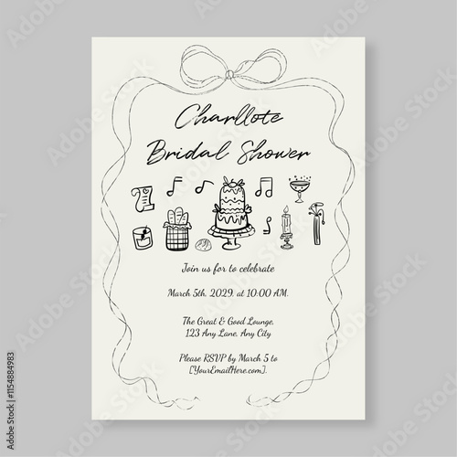 Bridal Brunch Invitation Minimalist Whimsical Design Perfect for Pre-Wedding Events