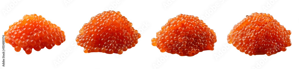 Fresh orange caviar arranged in a line on a white background, perfect for culinary designs. Fresh orange caviar arranged in a line on a white background, perfect for culinary designs.