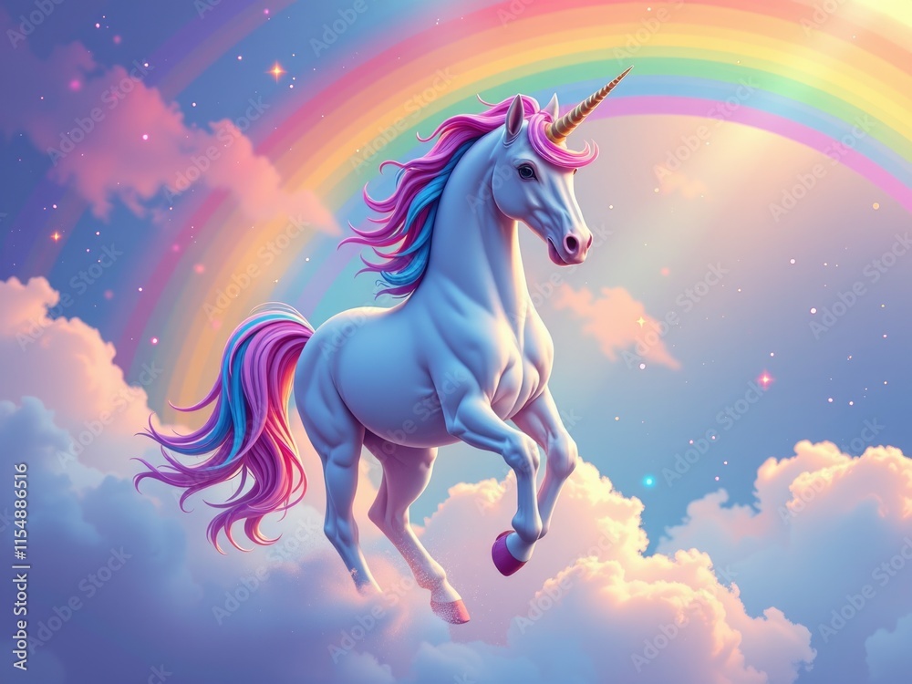 Magical Unicorn Rainbow Cloudscape Fantasy Art Magical Unicorn Rainbow Cloudscape Fantasy Art
