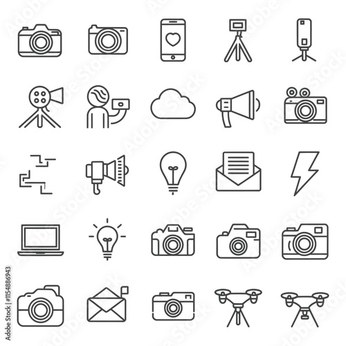 Media Line Icon Set vector 