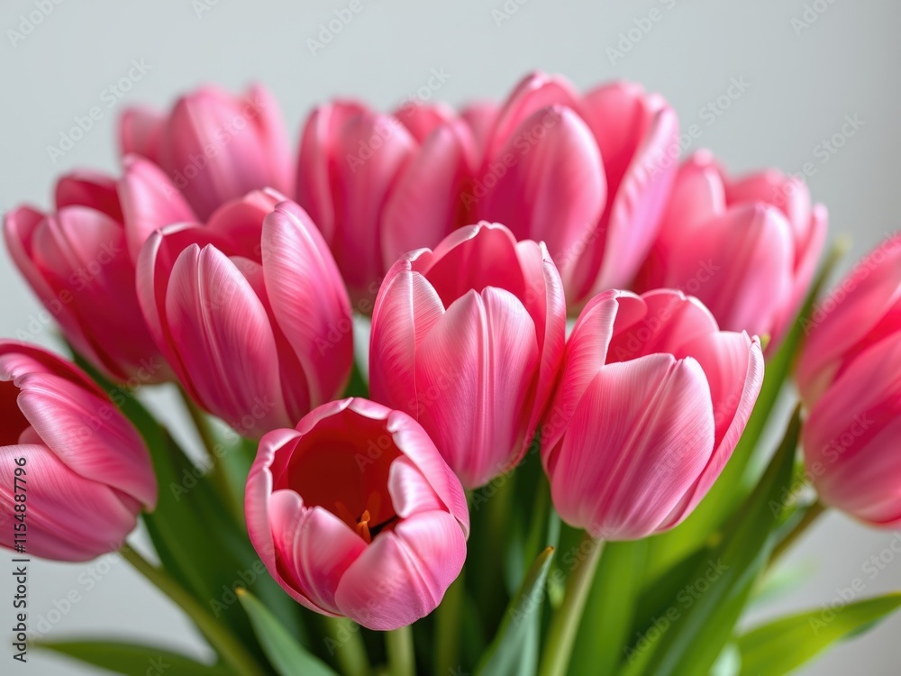Fototapeta premium Pink Tulip Bouquet Spring Flowers Closeup Floral Background