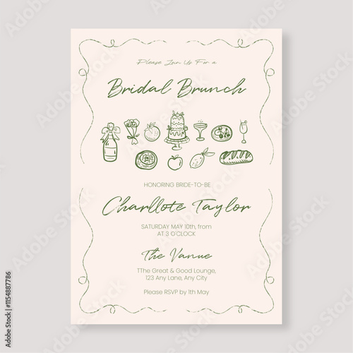 Bridal Brunch Invitation Minimalist Whimsical Design Perfect for Pre-Wedding Events