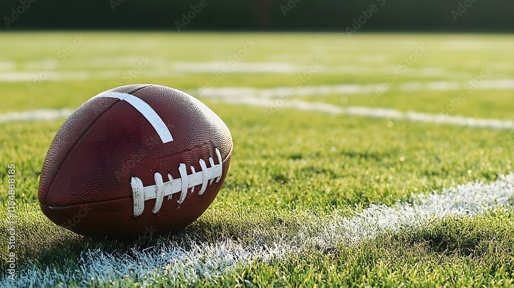 Closeup of American Football on Field Closeup of American Football on Field