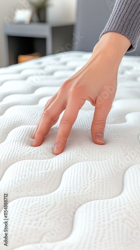The Mattress of Your Dream Hand gently pressing a cozy mattress surface.