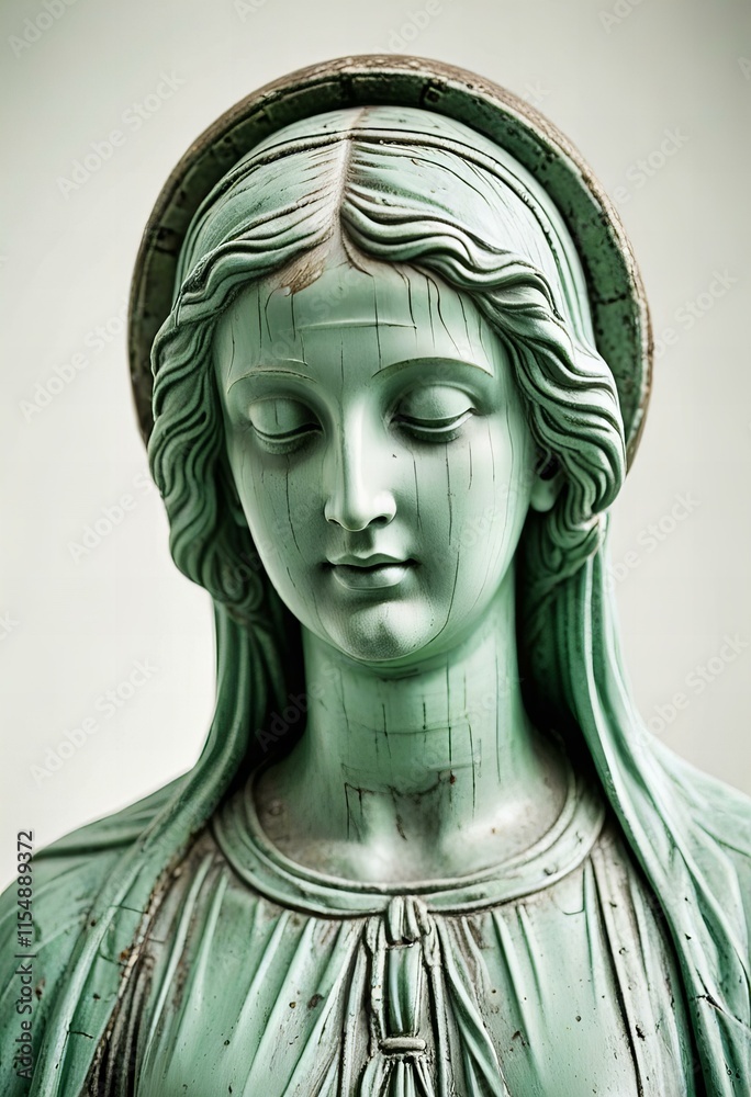 Obraz premium Statue of Mary, isolated on a white background.
