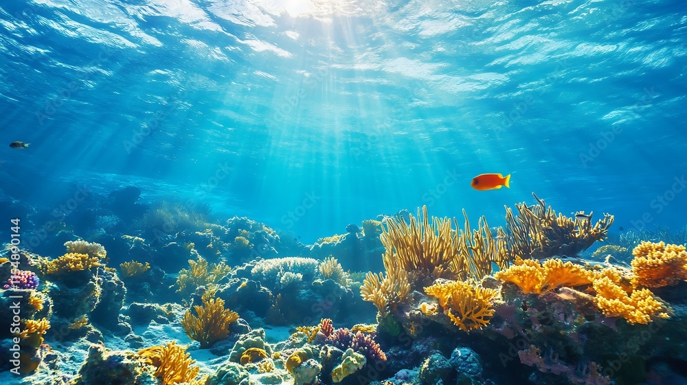 Fototapeta premium Vibrant Coral Reef Underwater Scene