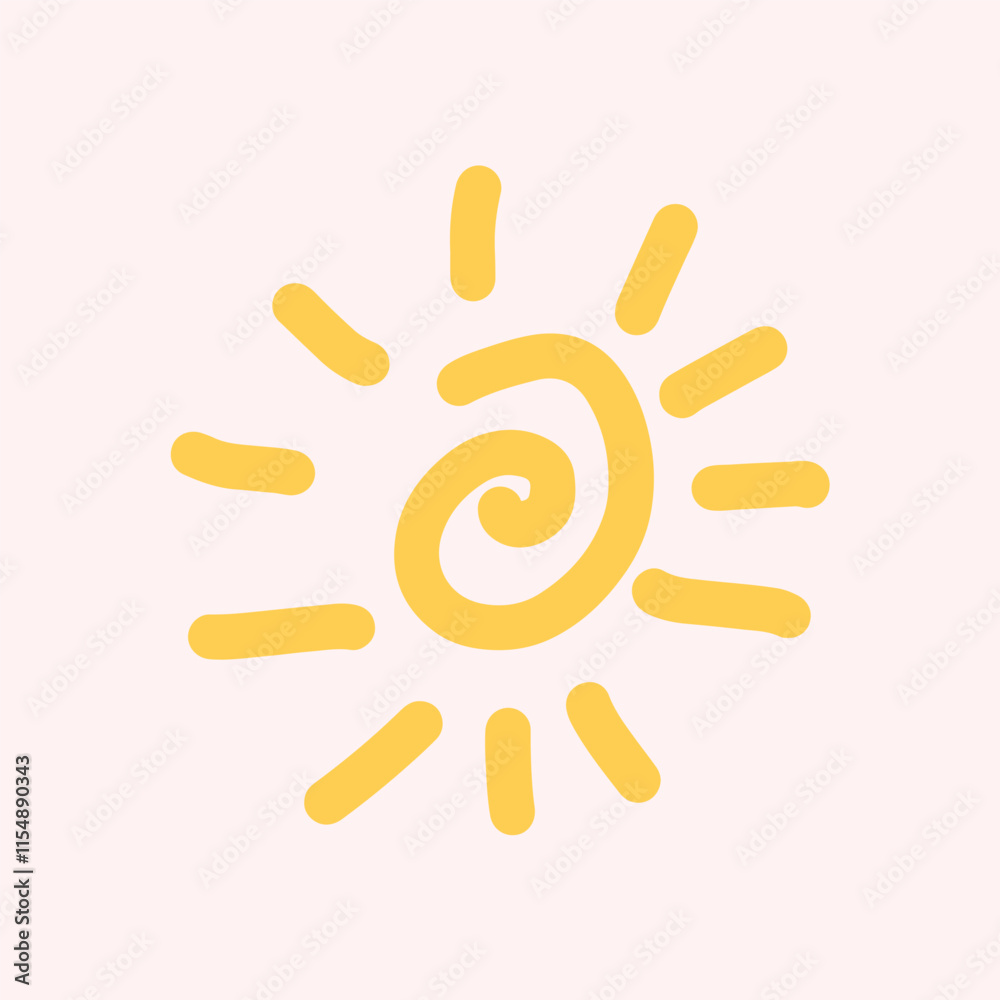 Fototapeta premium cute yellow sun simple design vector