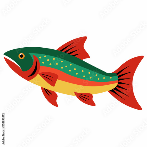 Trout Colorful On White Background