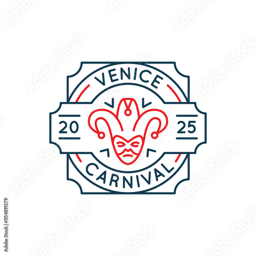 Simple Logo with Venetian carnival mask icon. Simple Logo with a traditional masquerade mask. Perfect for use in carnival, festival, costume party, or Italian-themed designs. Vector illustration